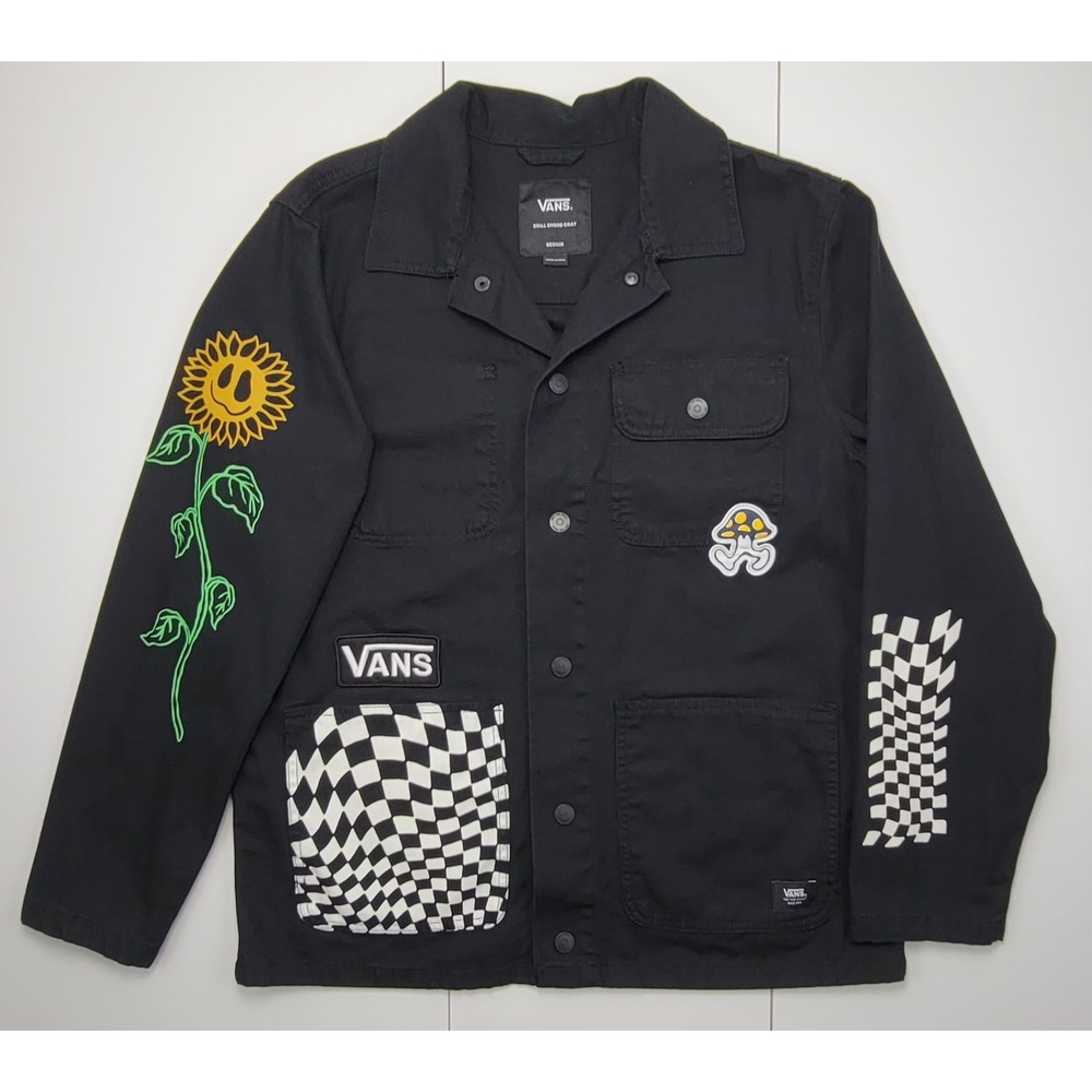 Vans Micro Dazed Drill Chore Coat Black Denim Jacket Mens Medium Tyson Peterson
